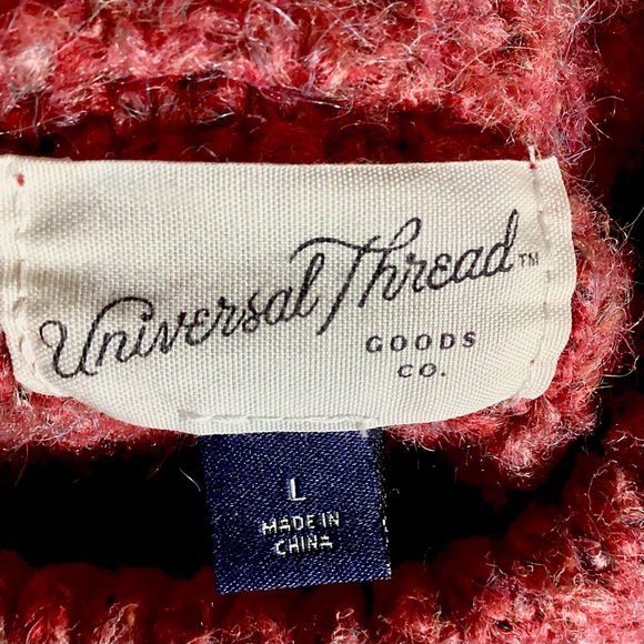 Universal Thread Cable Knit Sweater Mock Neck Size Large Red Orange Cozy Cropped - Picture 12 of 15